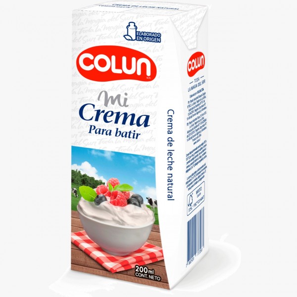 Crema de leche natural Colun 200 ml