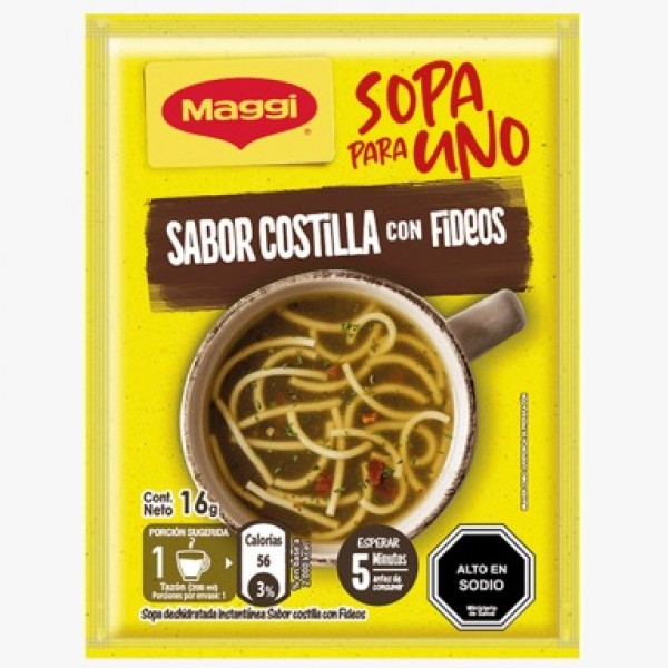 Maggi Sopa para uno sabor costilla con fideos 16 gr