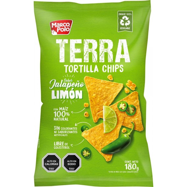 Tortillas Terra sabor jalapeño limón 180 g